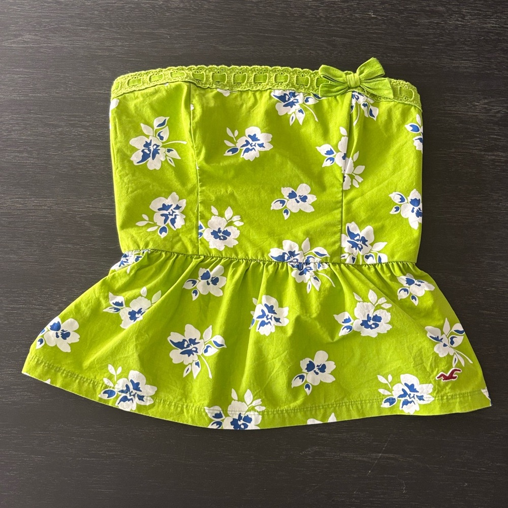 Hollister Green Floral Peplum Top